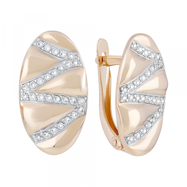 Золотые серьги с фианитами № 128980