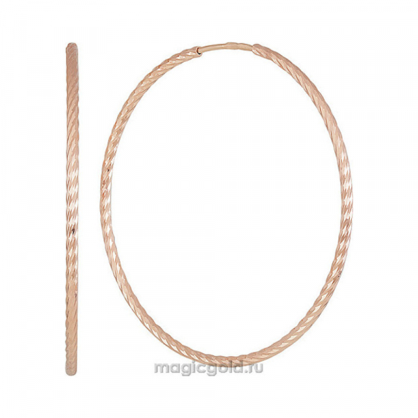 Золотые серьги без камня с алмазкой № 159870