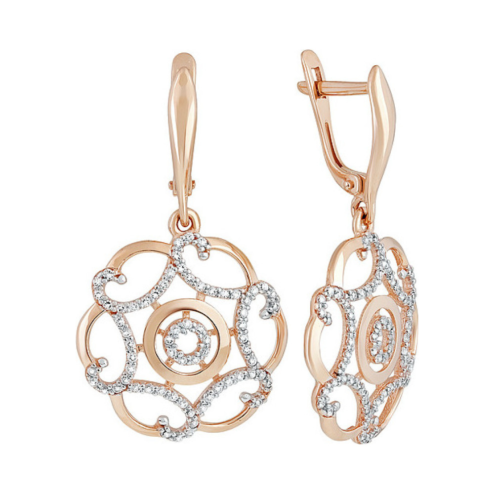 Золотые серьги с фианитом № 137018