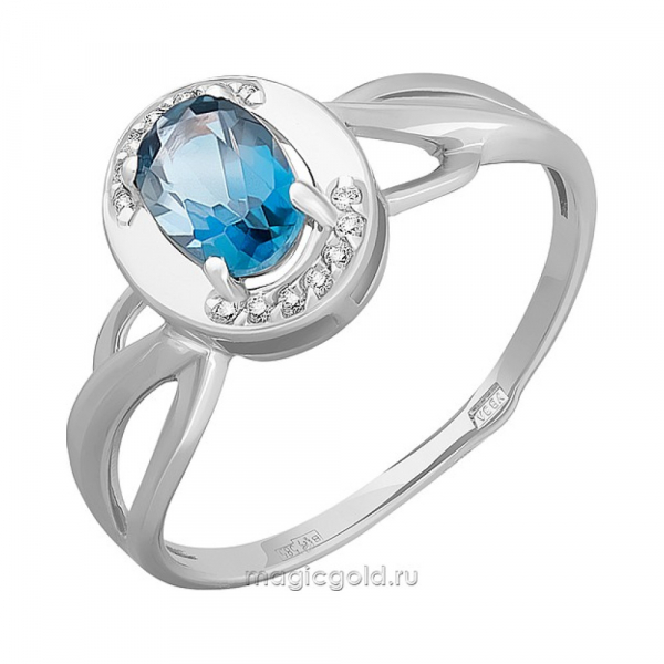Золотое кольцо с топазом и фианитом № 167883