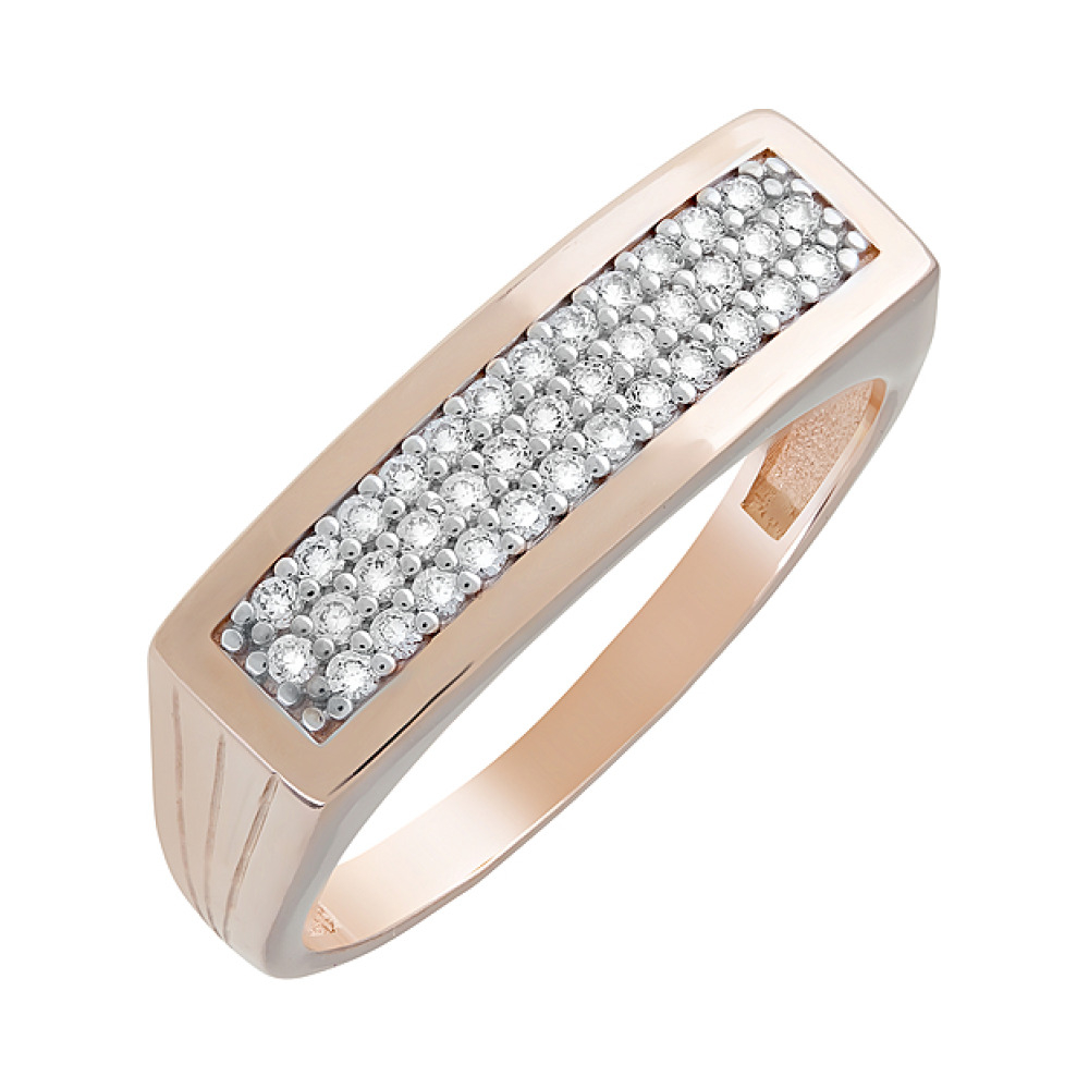 Золотое кольцо с фианитами № 123639