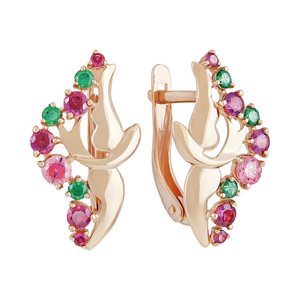 Золотые серьги с фианитом № 136511