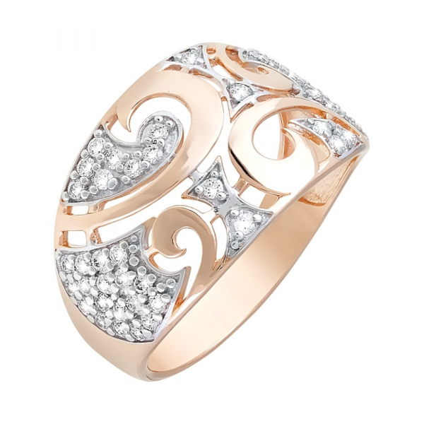 Золотое кольцо с фианитами № 120628