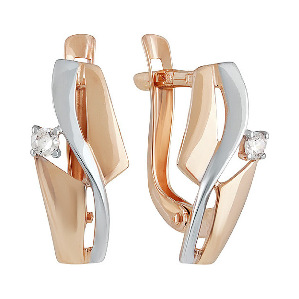 Золотые серьги с фианитом № 136938