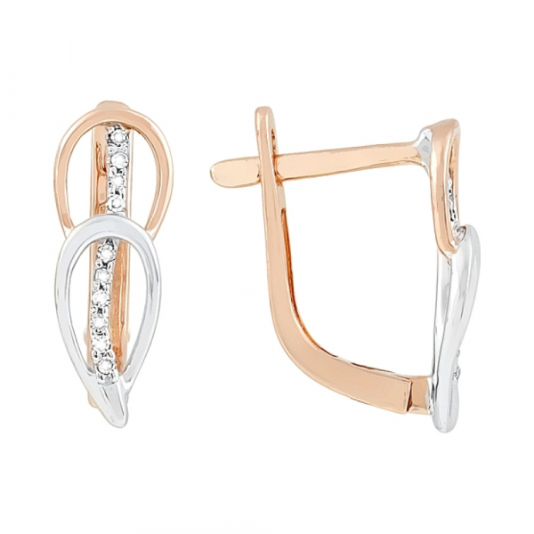 Золотые серьги с бриллиантом № 114436