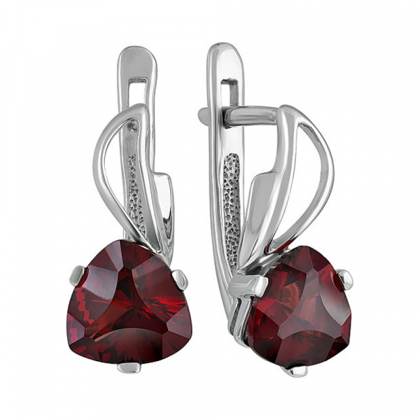 Серебряные серьги с гранатом № 134235