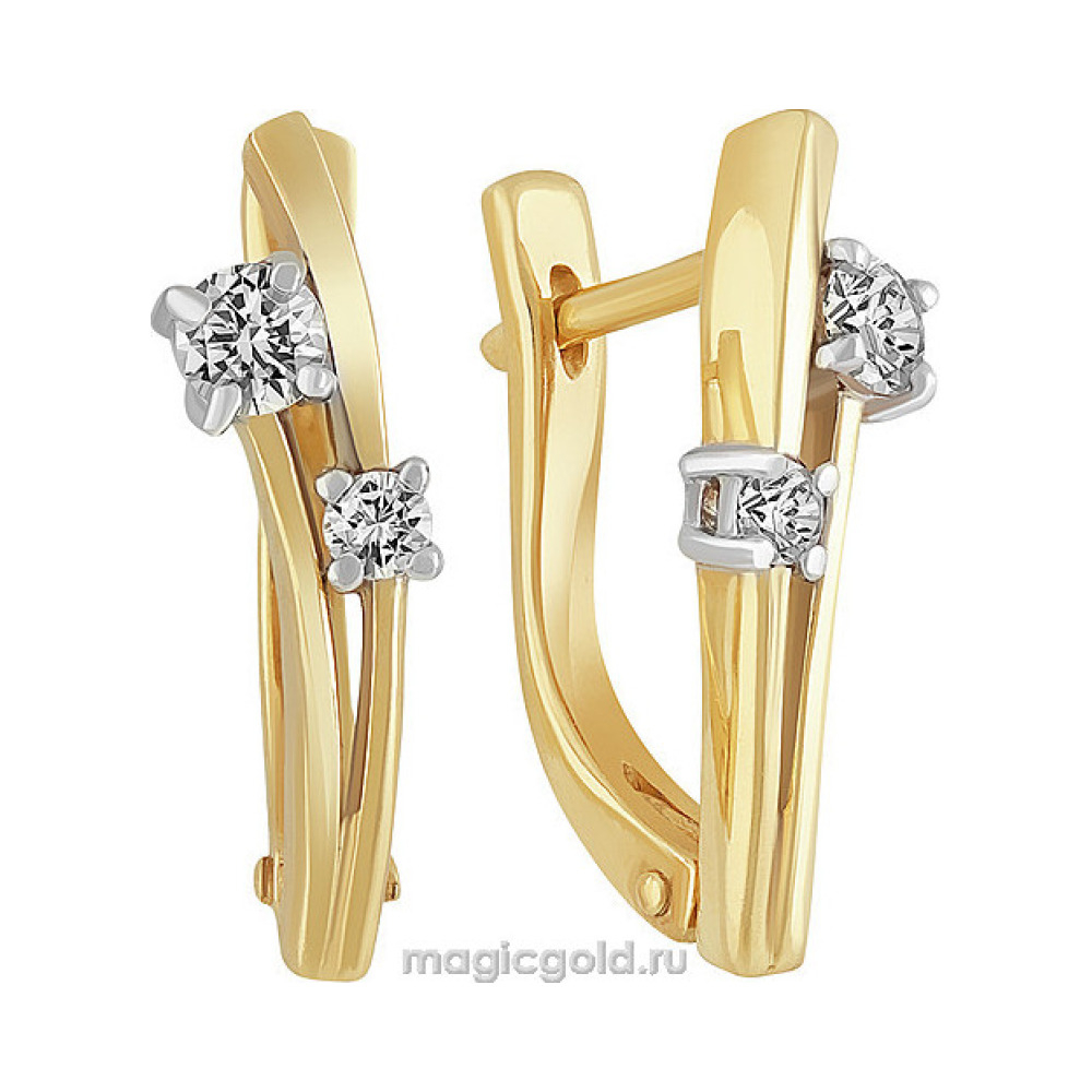Золотые серьги с бриллиантом № 126061