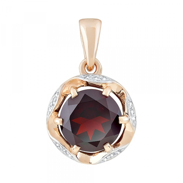 Золотая подвеска с гранатом и фианитом № 119605