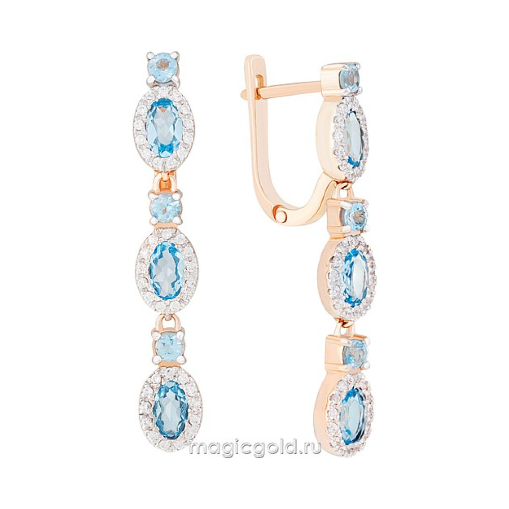 Золотые серьги с топазом и фианитом № 170504