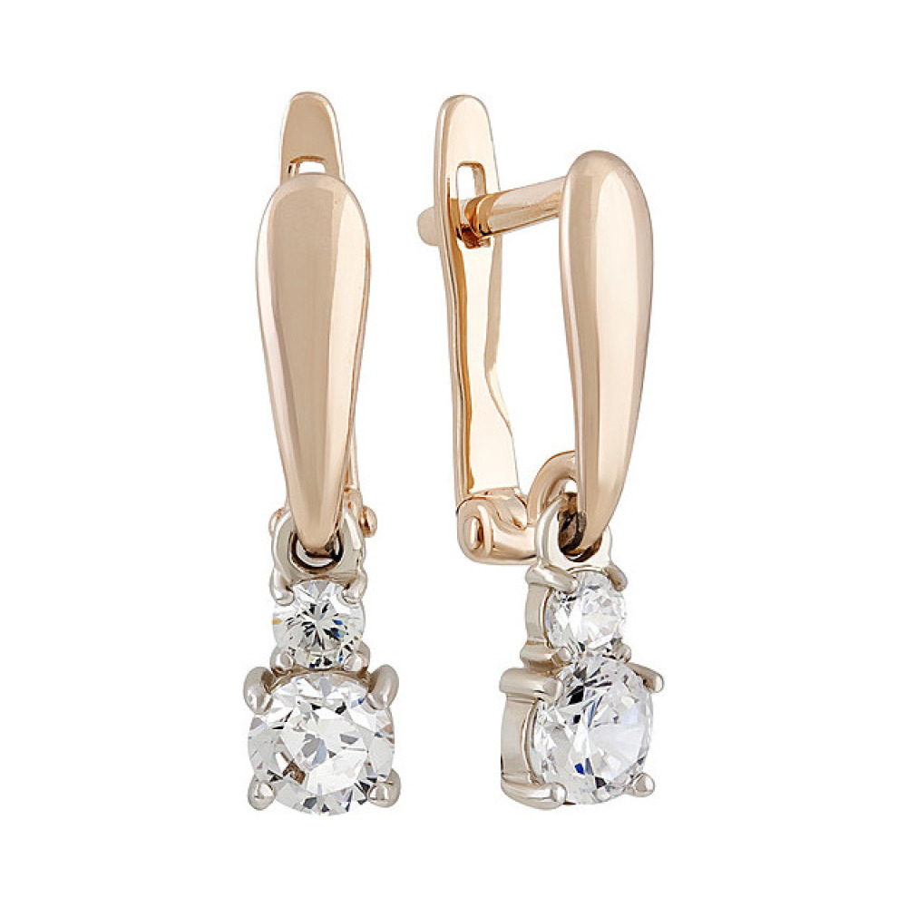 Золотые серьги с фианитом № 135177