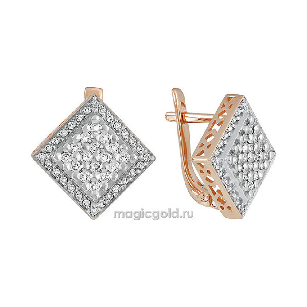 Золотые серьги с бриллиантом № 137751