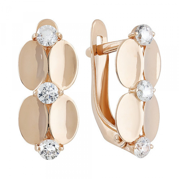 Золотые серьги с фианитом № 135188