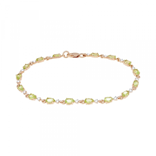 Золотой браслет с хризолитом и фианитом № 113499