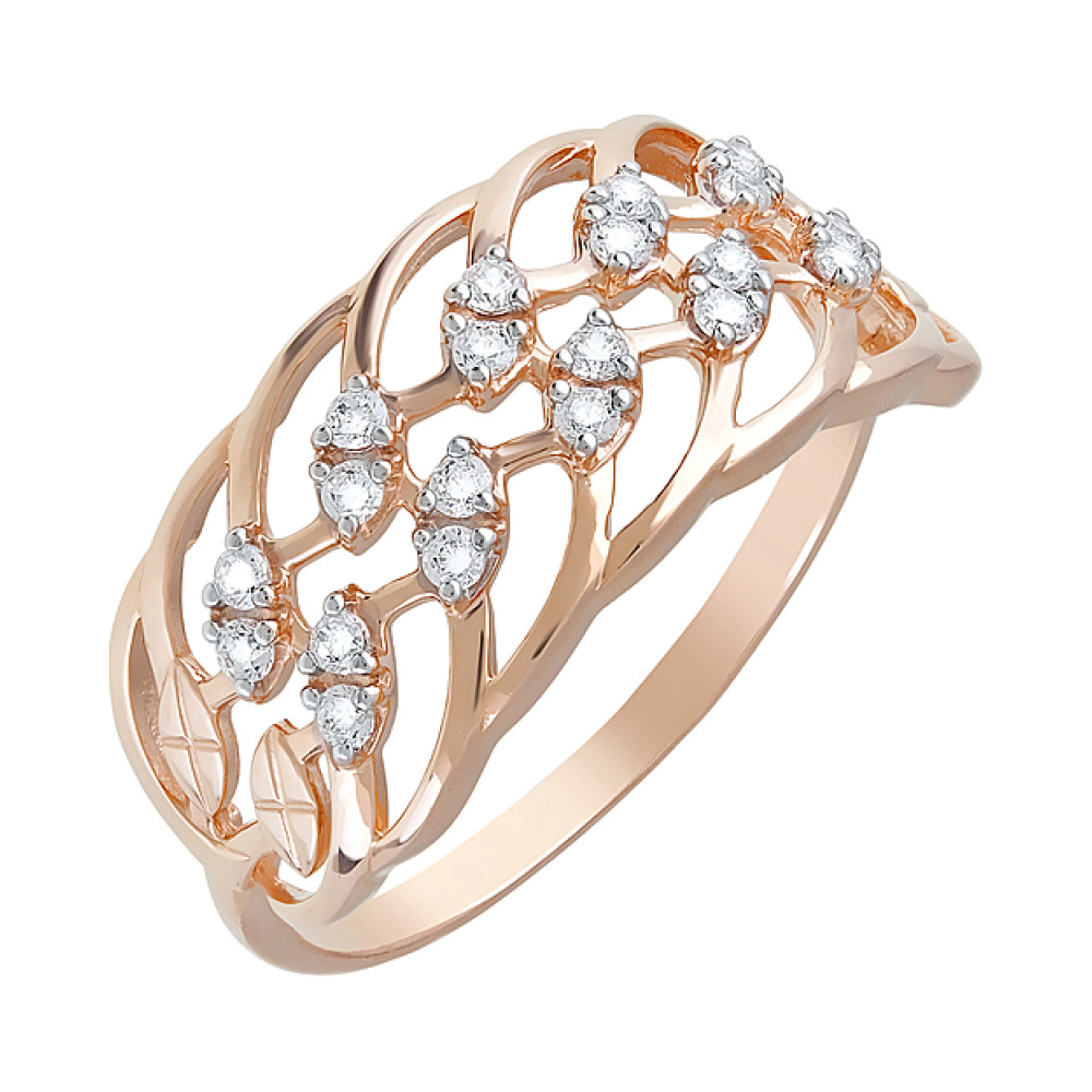 Золотое кольцо с фианитами № 123646