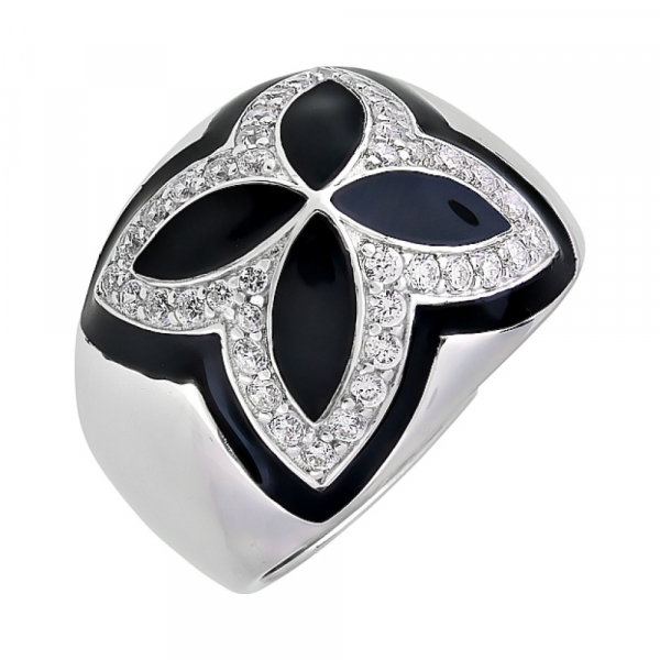 Серебряное кольцо с фианитом и эмалью № 115284