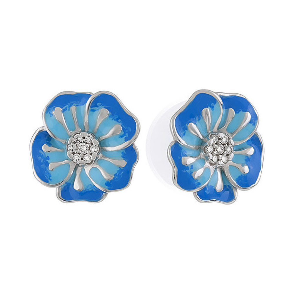 Пуссеты с эмалью и фианитом  № 134717