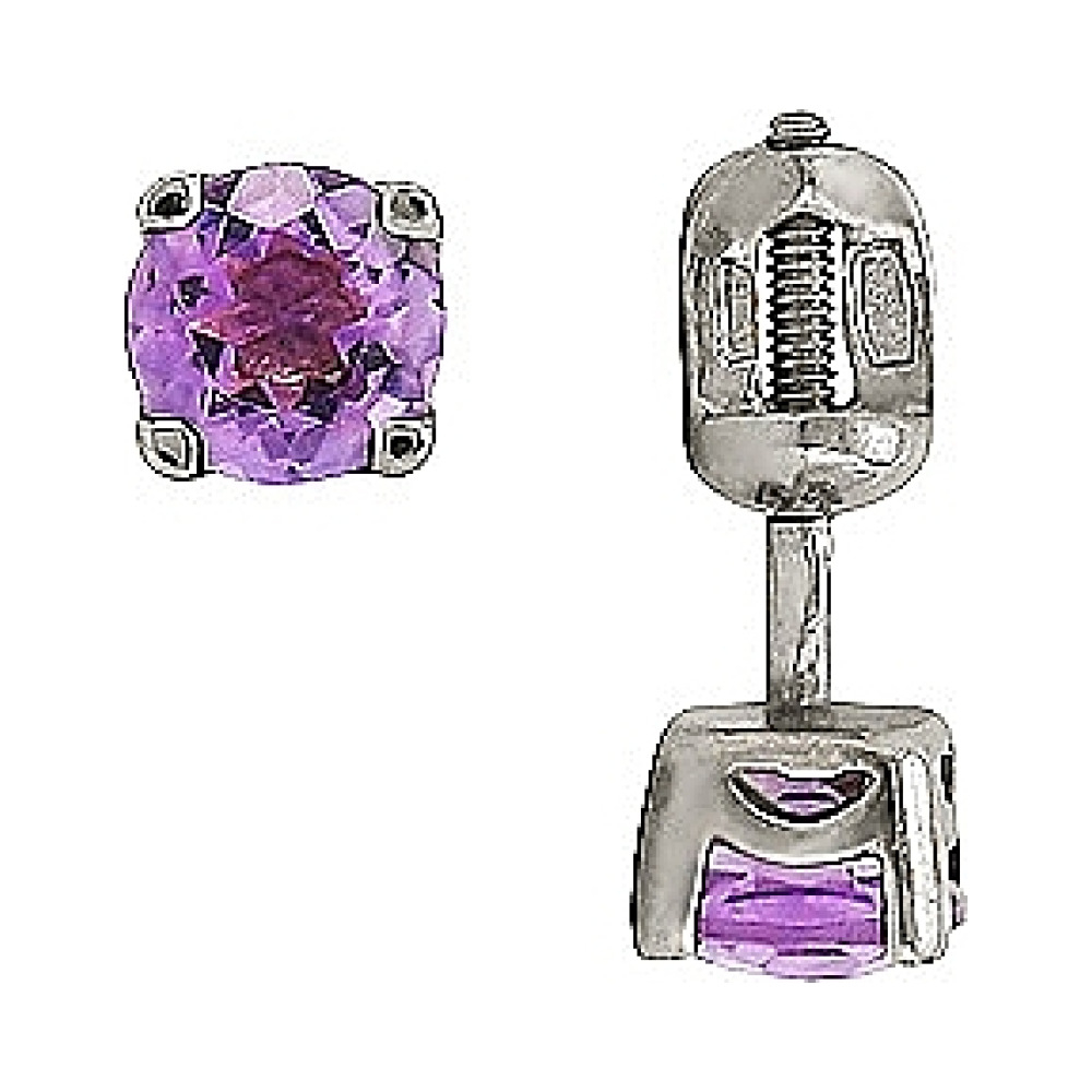 Пуссеты с аметистом № 77427