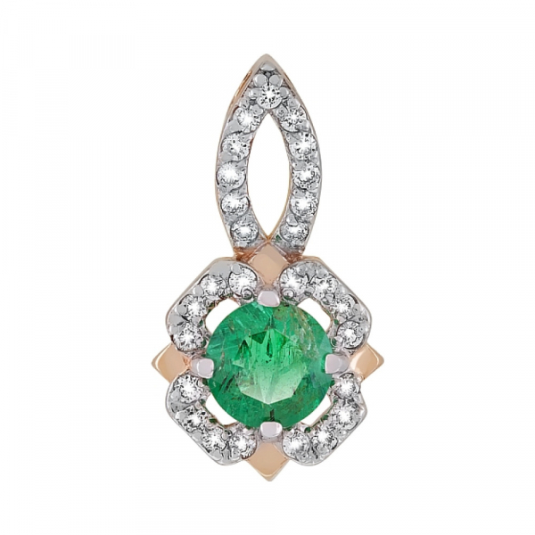 Золотая подвеска с бриллиантом и изумрудом № 119200