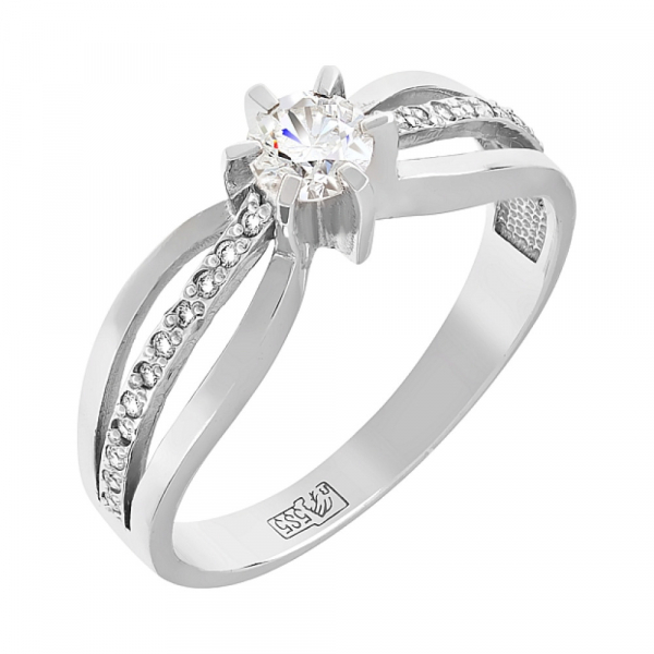 Золотое кольцо с бриллиантом № 100155