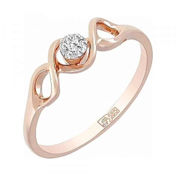 Золотое кольцо с бриллиантом № 114512