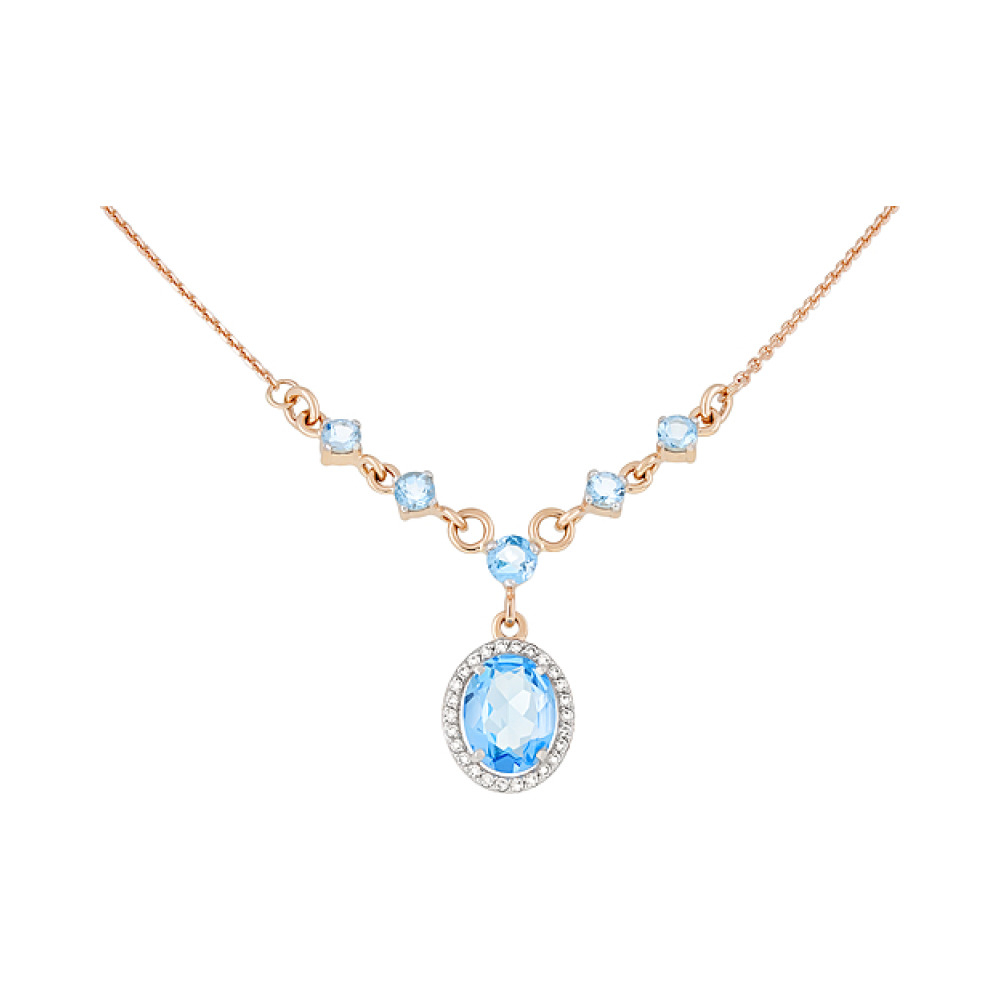 Золотое колье с топазом и фианитом № 123111