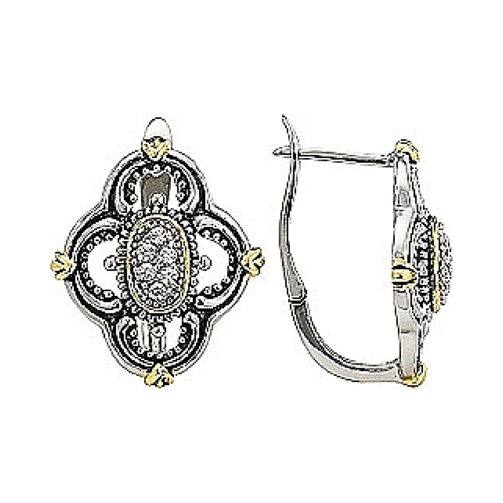 Золотые серьги с бриллиантом № 95101