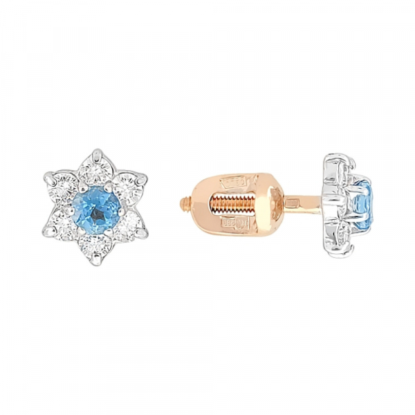 Пуссеты с топазом и фианитом № 25664