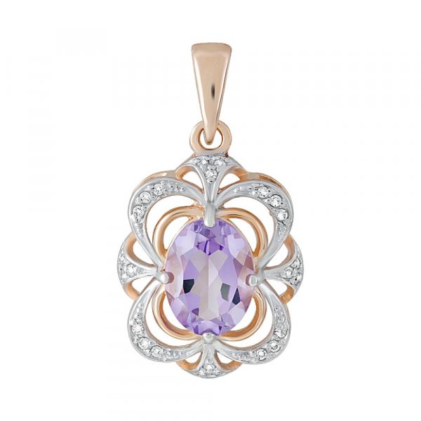 Золотая подвеска с аметистом и фианитом № 124565