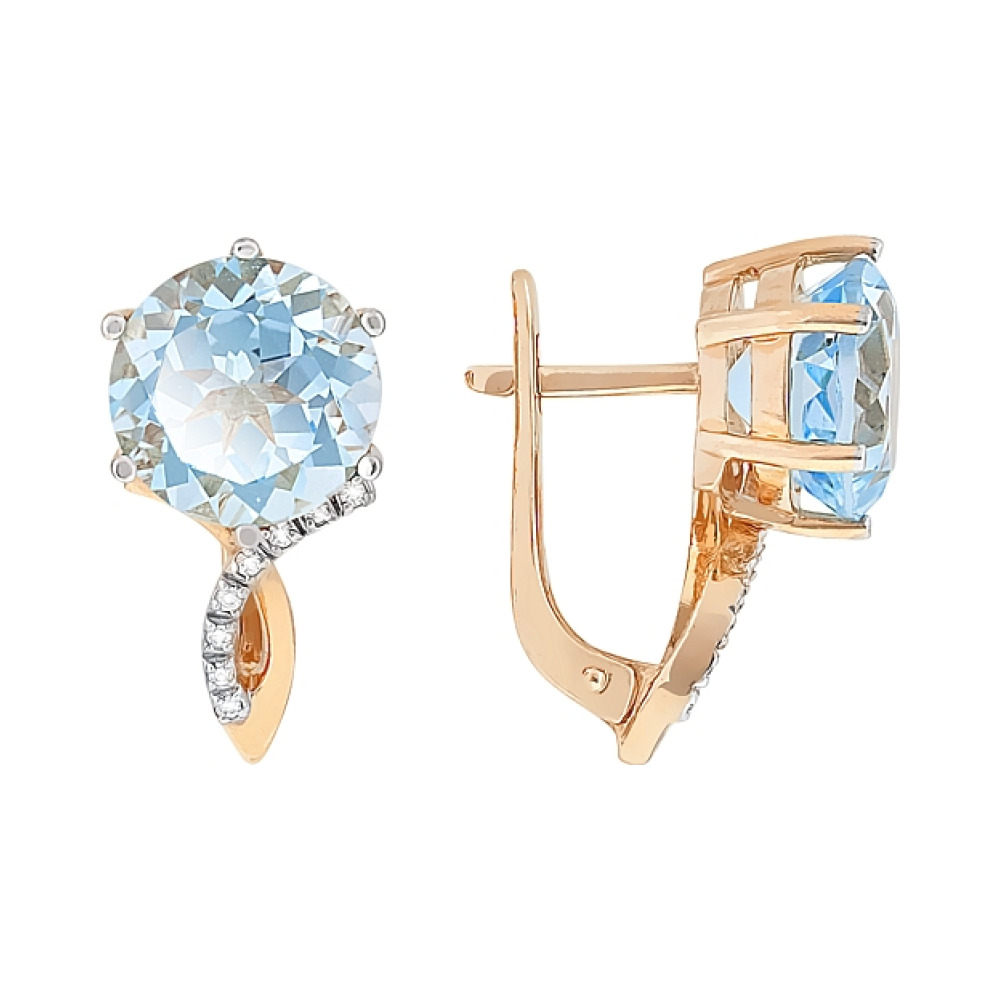 Золотые серьги с топазом и фианитом № 84333