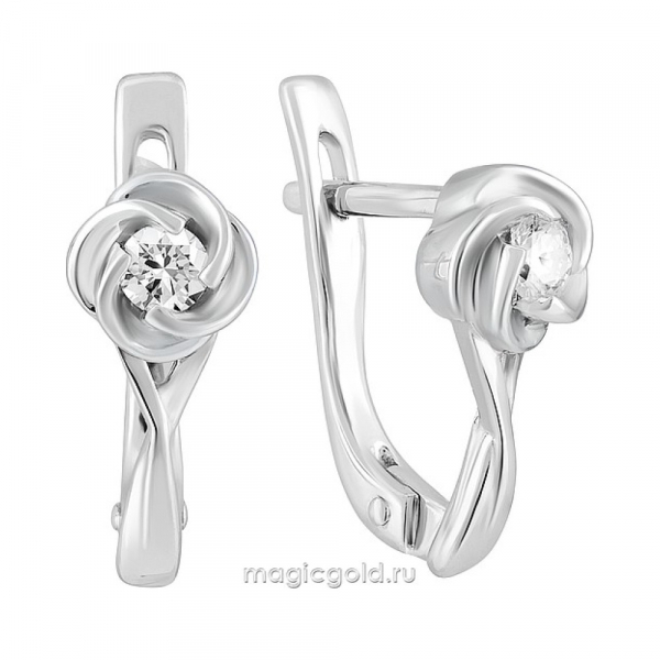Золотые серьги с бриллиантом № 137326