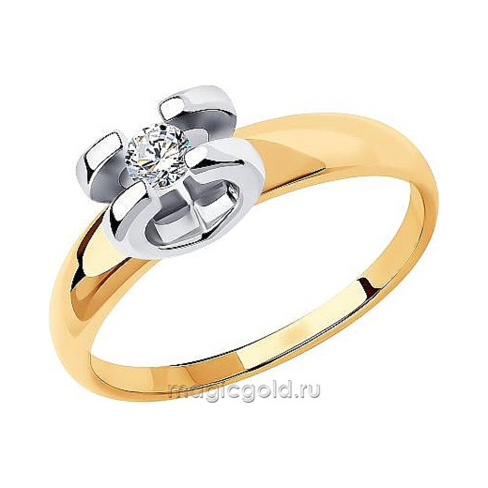 Золотое кольцо с фианитом № 174053