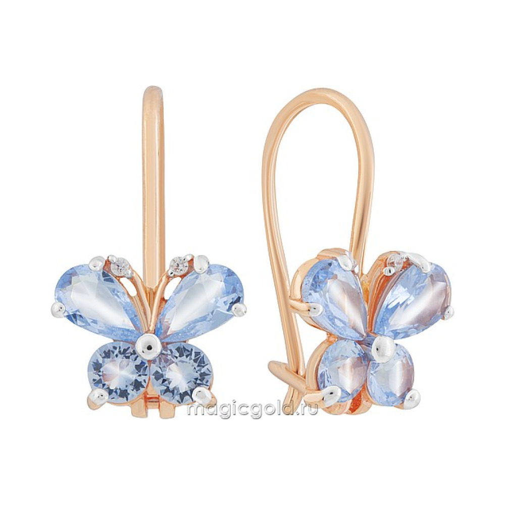 Золотые серьги с фианитом № 172161