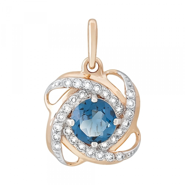 Золотая подвеска с топазом и фианитом № 117368