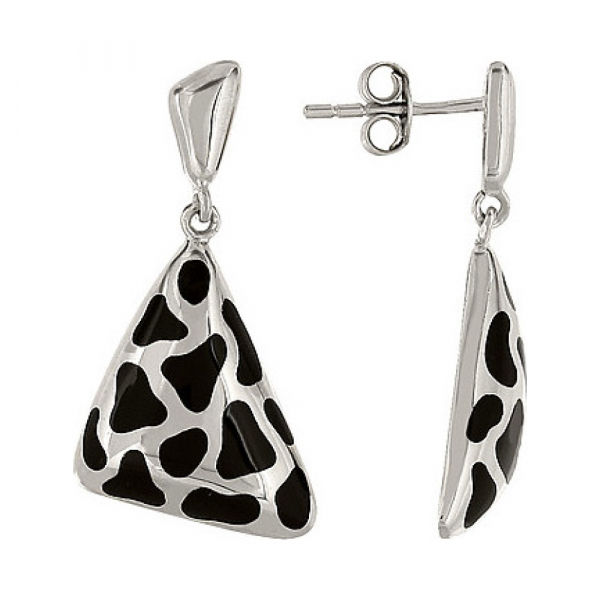 Серебряные серьги с каучуком № 83072