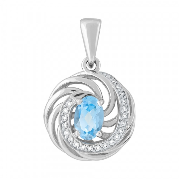 Золотая подвеска с топазом и фианитом № 118923