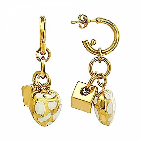 Серебряные серьги с каучуком и золот. покрытием № 83064