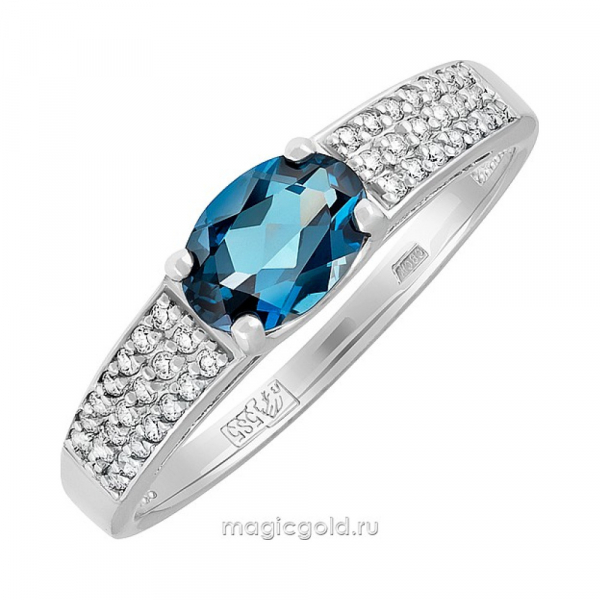Золотое кольцо с топазом и фианитом № 135052