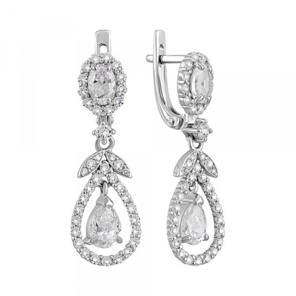 Серебряные серьги с фианитом № 131672