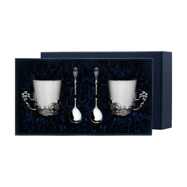 Набор чайных чашек Куница: ложка, чашка из серебра 925 пробы