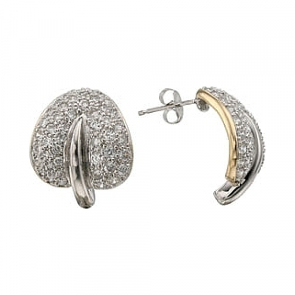 Серебряные серьги с фианитом № 110182