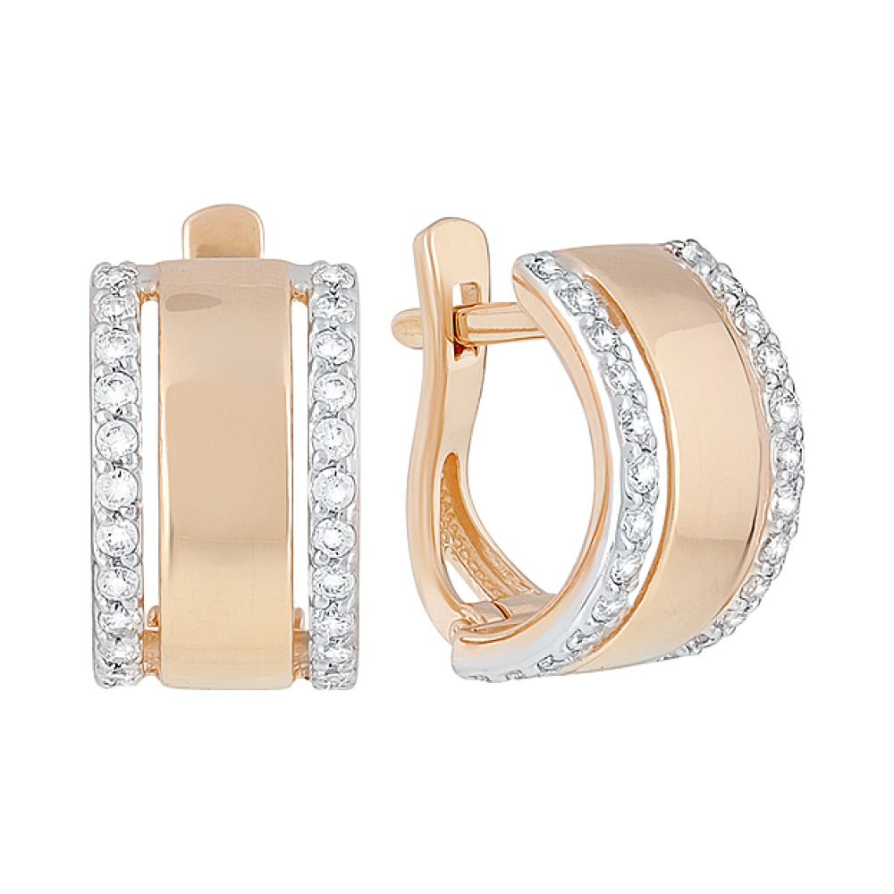 Золотые серьги с фианитами № 128946