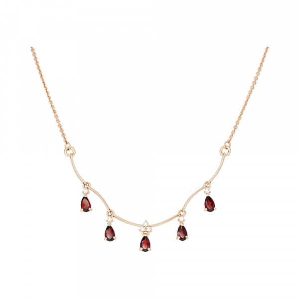 Золотое колье с гранатом и фианитом № 109000