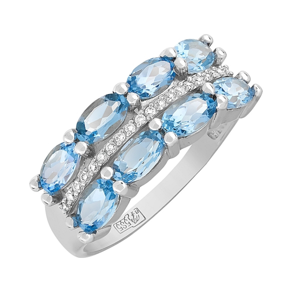 Золотое кольцо с топазом и фианитом № 120426