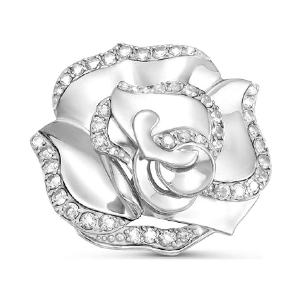 Серебряная брошь с фианитом № 161446