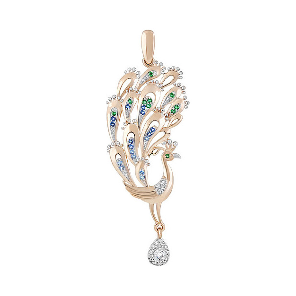 Золотая подвеска с фианитом № 133444