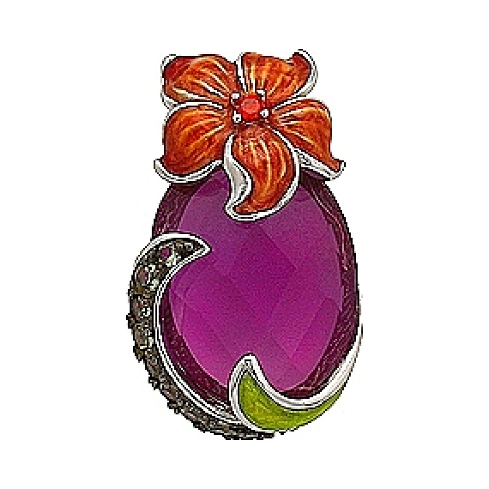 Серебряная подвеска с имитац. шпинели, корунда и фианитом № 70701