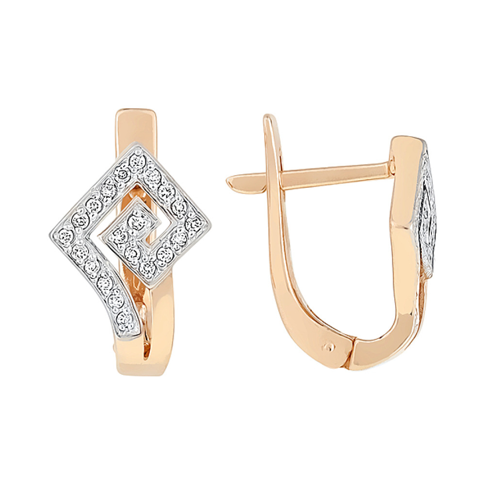 Золотые серьги с бриллиантом № 107423