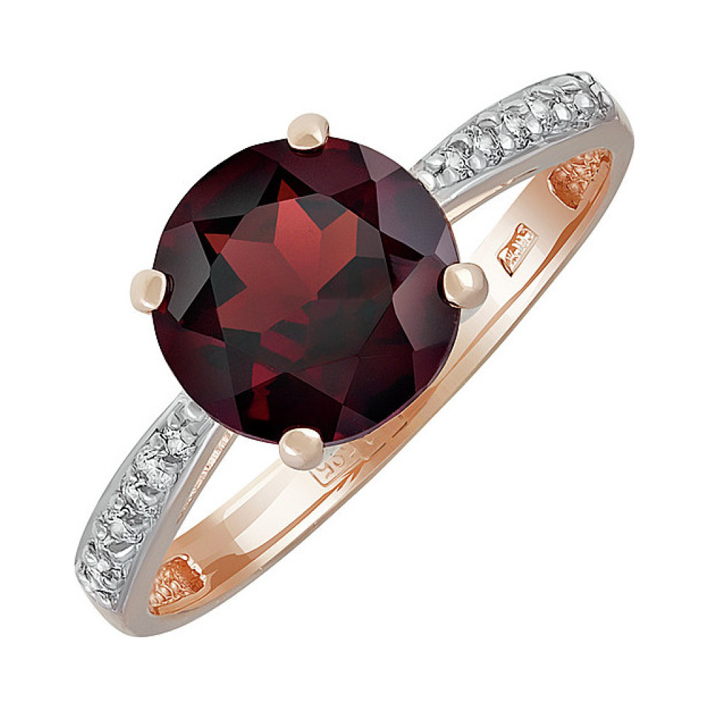 Золотое кольцо с гранатом и фианитом № 137529