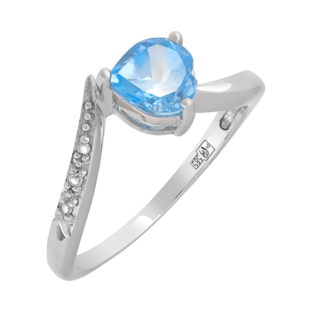 Золотое кольцо с бриллиантом и топазом № 2979