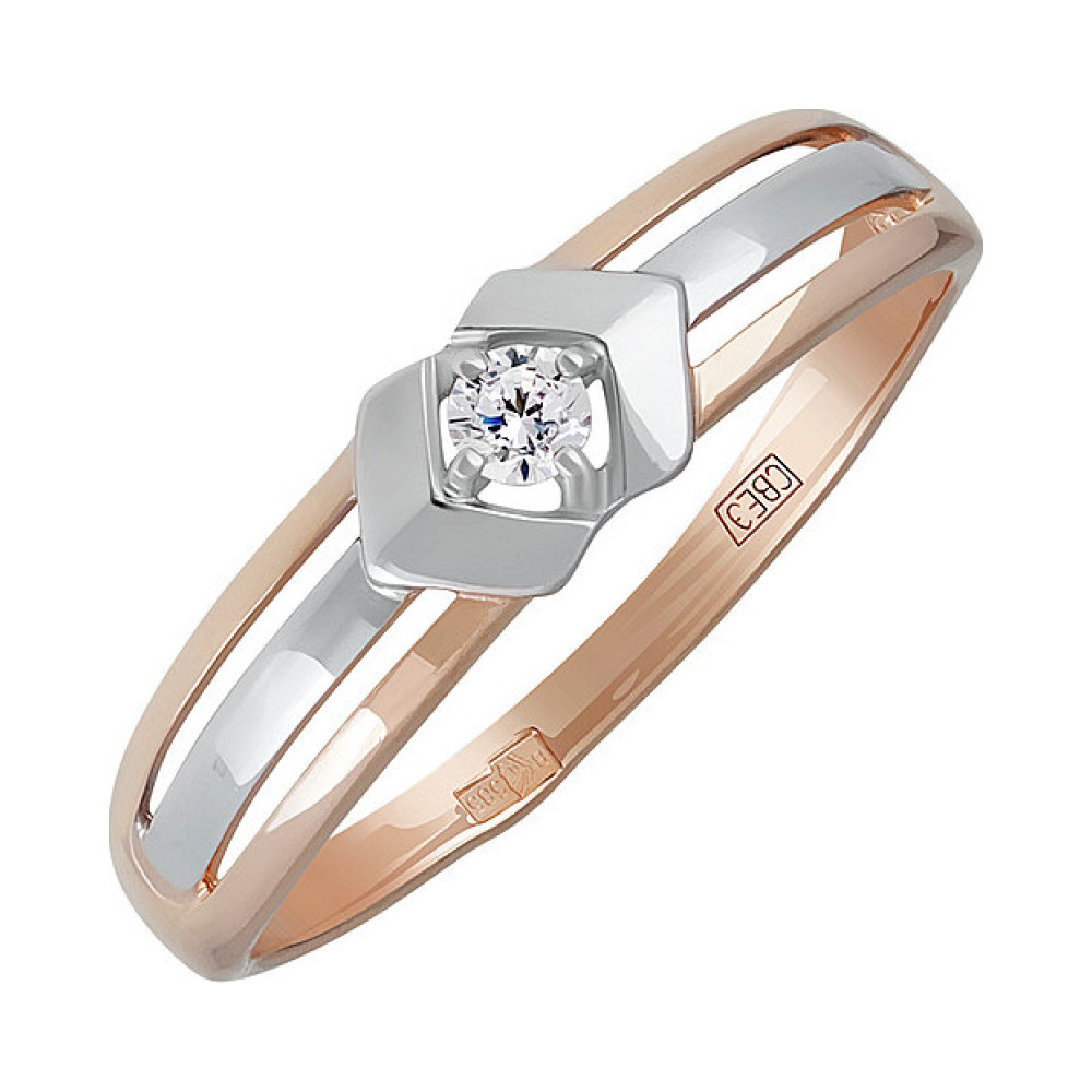 Золотое кольцо с фианитом № 137911